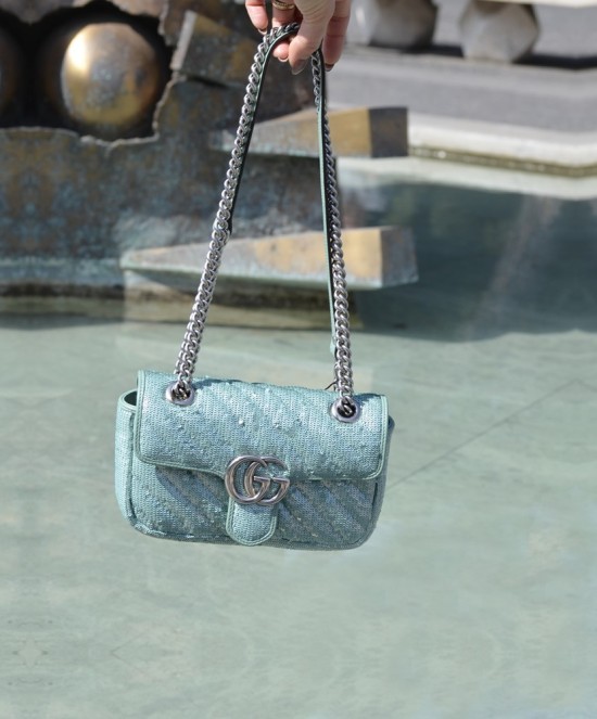 Borsa a tracolla GG Gucci Marmont Flap Con Paillette