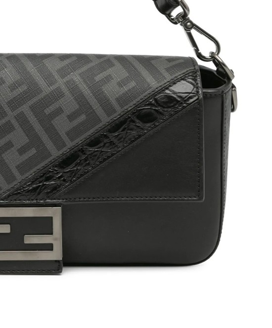 Fendi borsa a tracolla Zucca in tela cerata e pelle di vitello