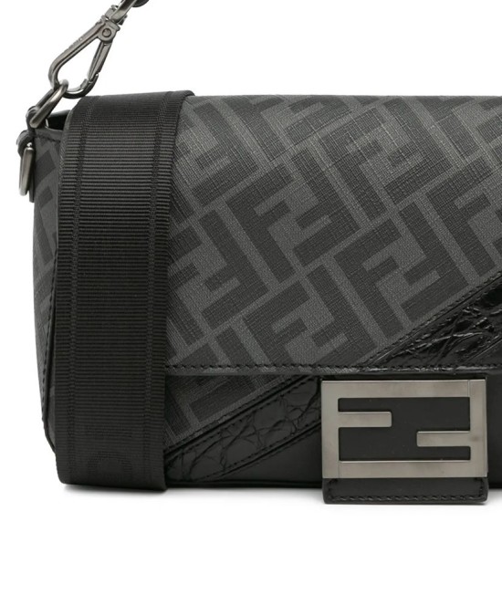 Fendi borsa a tracolla Zucca in tela cerata e pelle di vitello