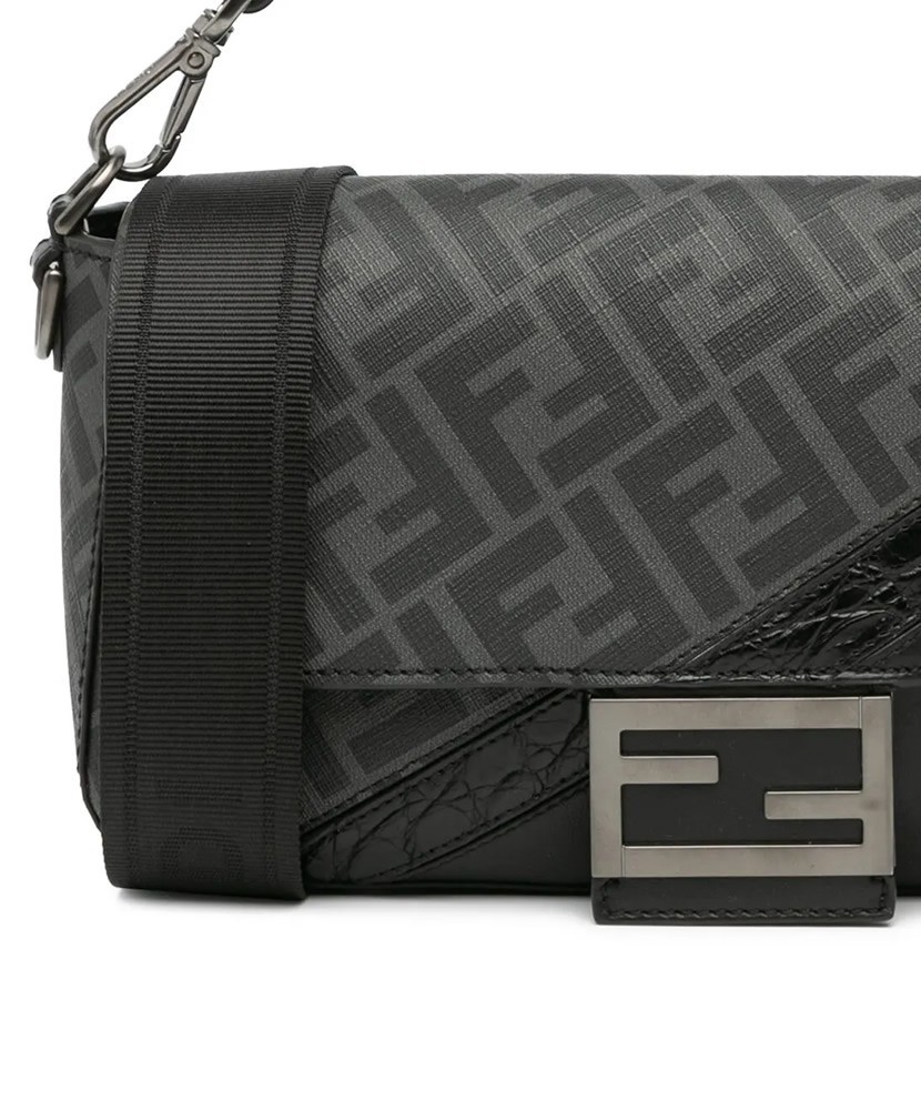 Fendi borsa a tracolla Zucca in tela cerata e pelle di vitello