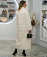 Long natural white mink fur coat