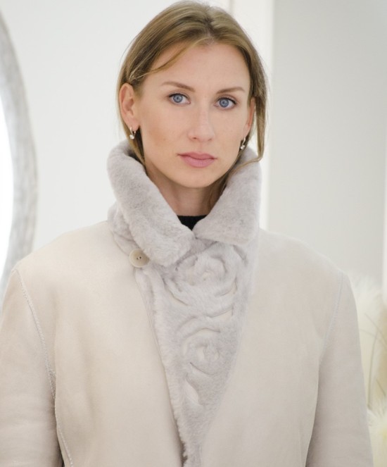 Reversible shearling coat