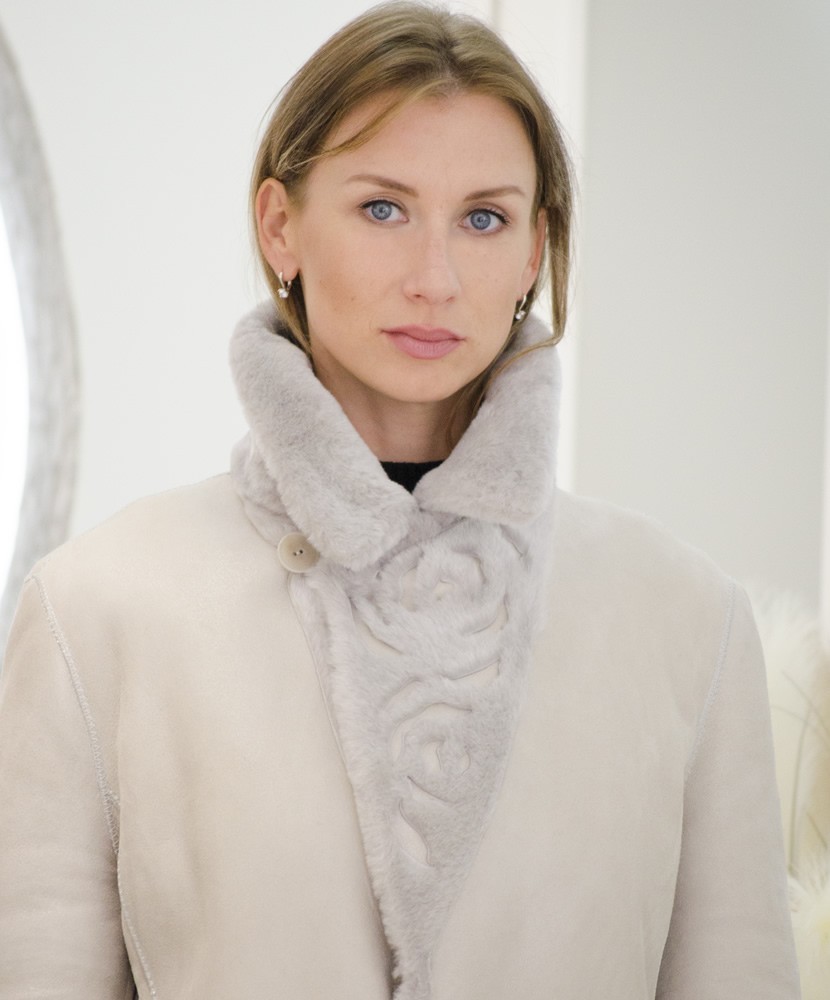 Reversible shearling coat