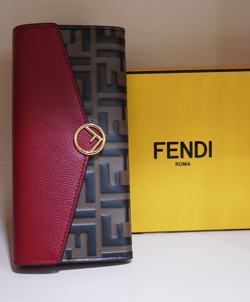 Portafoglio Fendi Donna in Pelle Rosso| Motivo FF e Logo Iconico