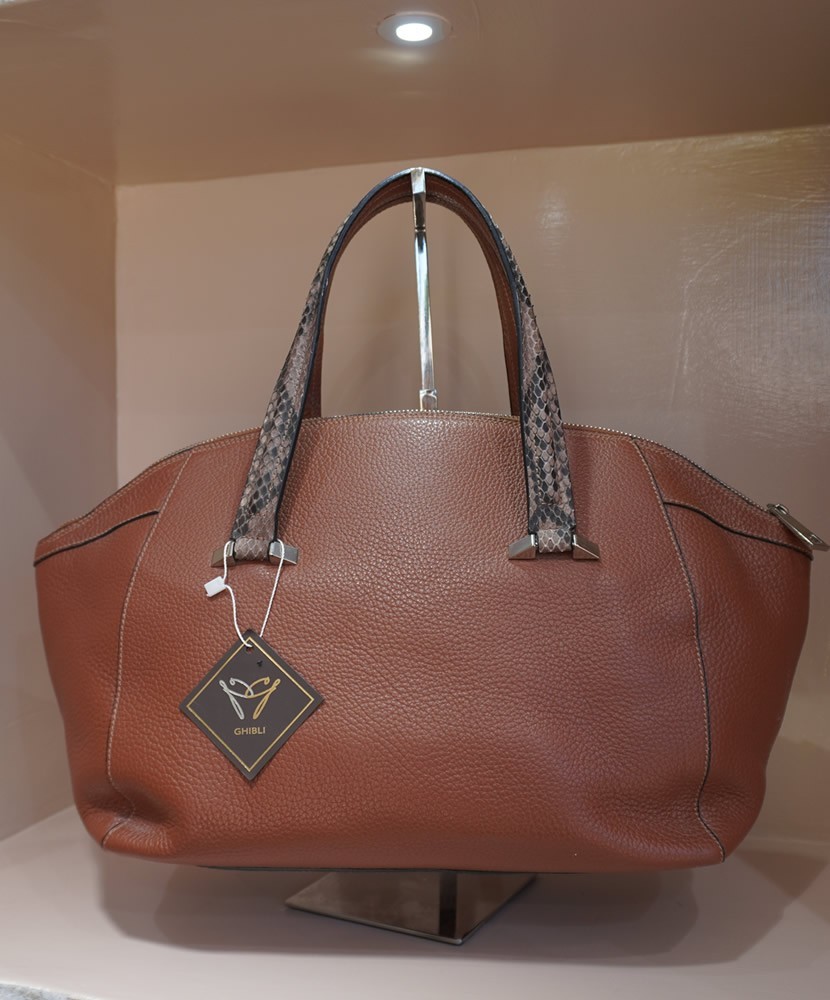 Ghibli Python and Leather Bag