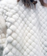 White Mink Fur Coat with Diamond Pattern