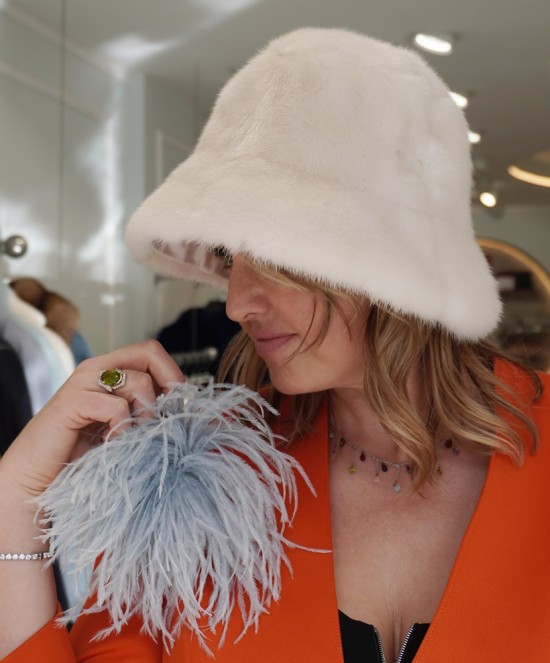 Mink Cloche Hat with Couture Brooch