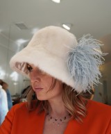 Mink Cloche Hat with Couture Brooch
