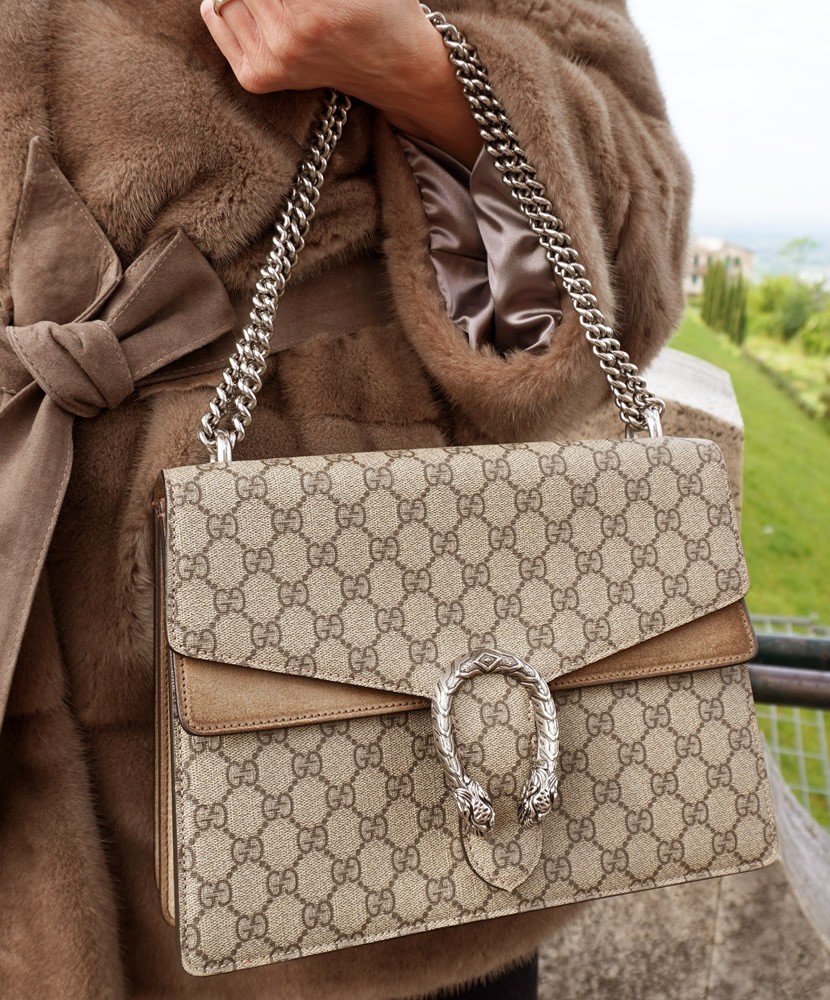 Borsa Gucci Dionysus Media in Tela GG Supreme e Suede