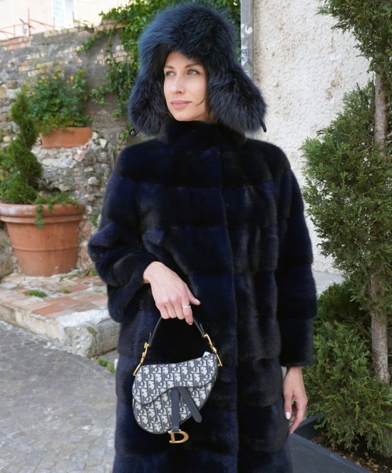 Pelliccia di Visone Blu Navy